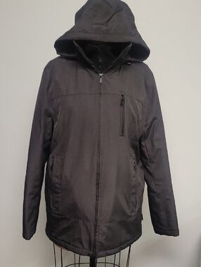 Men's Black Hooded Zipper Jacket